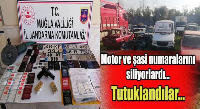 Motor ve şasi numaralarını siliyorlardı… Tutuklandılar…