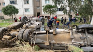 Beton Mikseri Devrildi 1 Yaralı