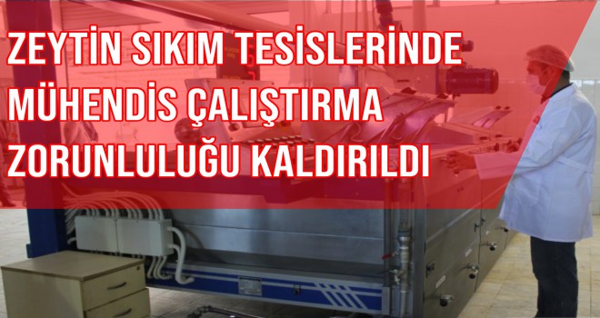 ZEYTİN SIKIM TESİSLERİNDE MÜHENDİS ÇALIŞTIRMA ZORUNLULUĞU KALDIRILDI